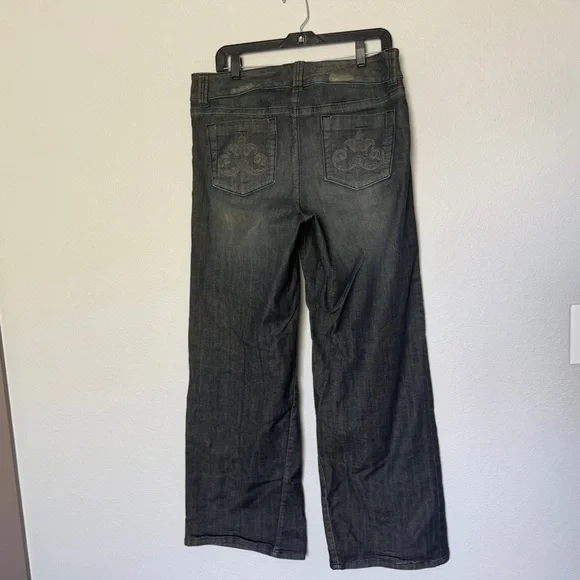 Lane Bryant Venezia Wide Leg Trouser Jeans Size 16 Stretch Denim Dark Wash - Picture 6 of 10